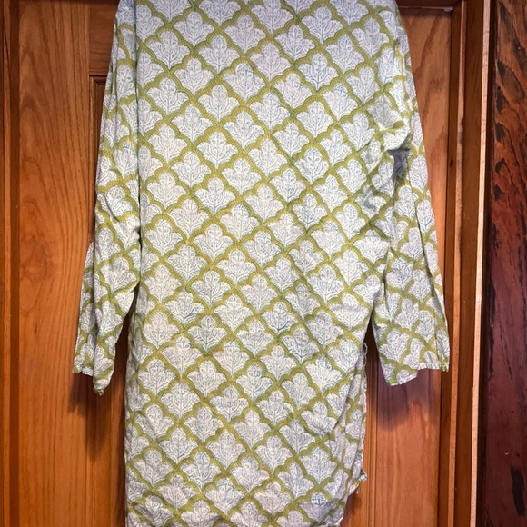 Roberta Roller Rabbit Green Blockprint Swim Cover Up Tunic 100% Cotton Sz L - Picture 4 of 4